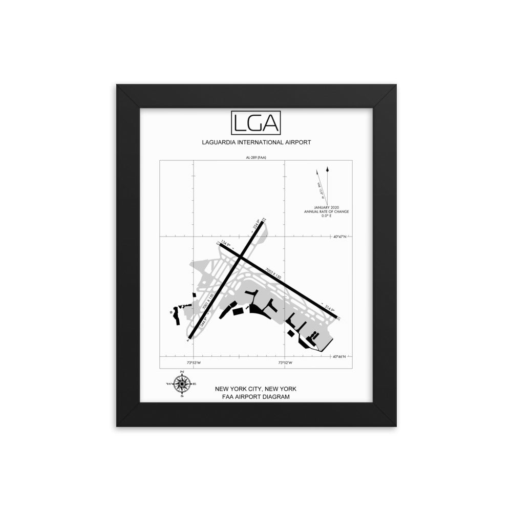 LGA LaGuardia International Airport Diagram Framed Print White