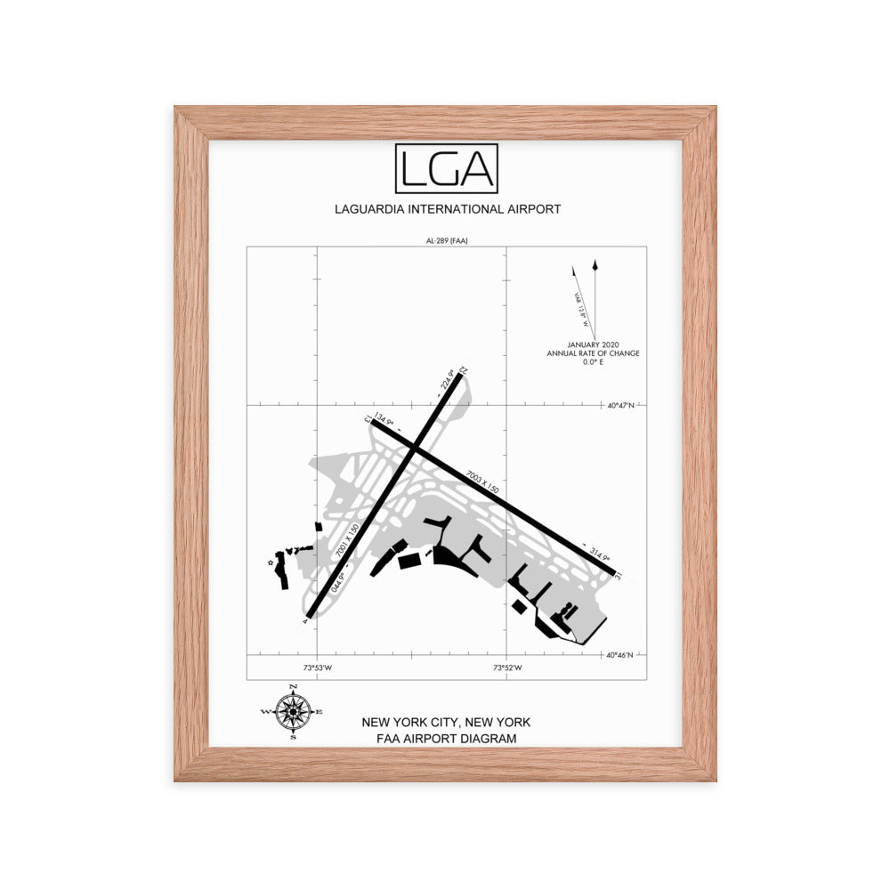 LGA LaGuardia International Airport Diagram Framed Print White