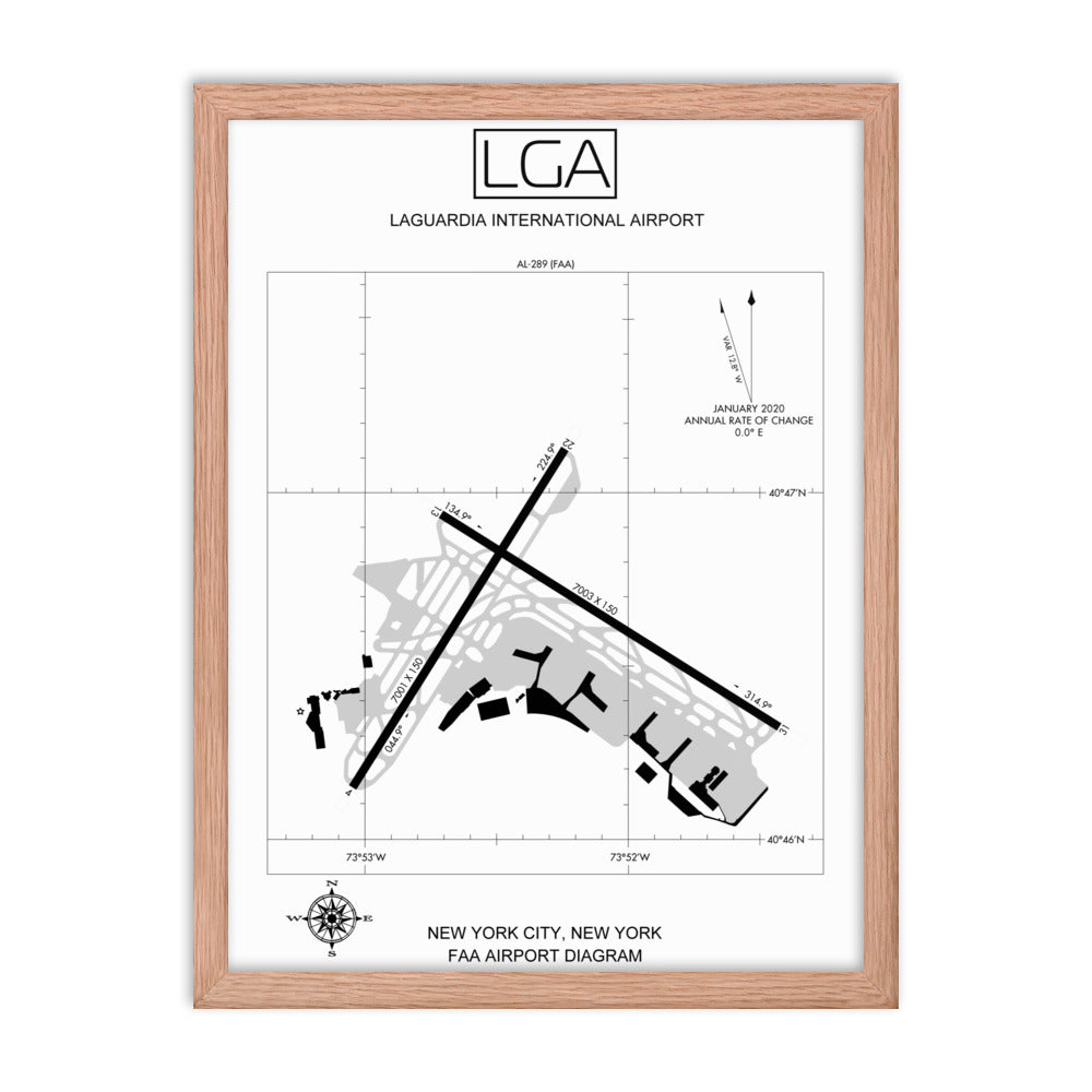 LGA LaGuardia International Airport Diagram Framed Print White