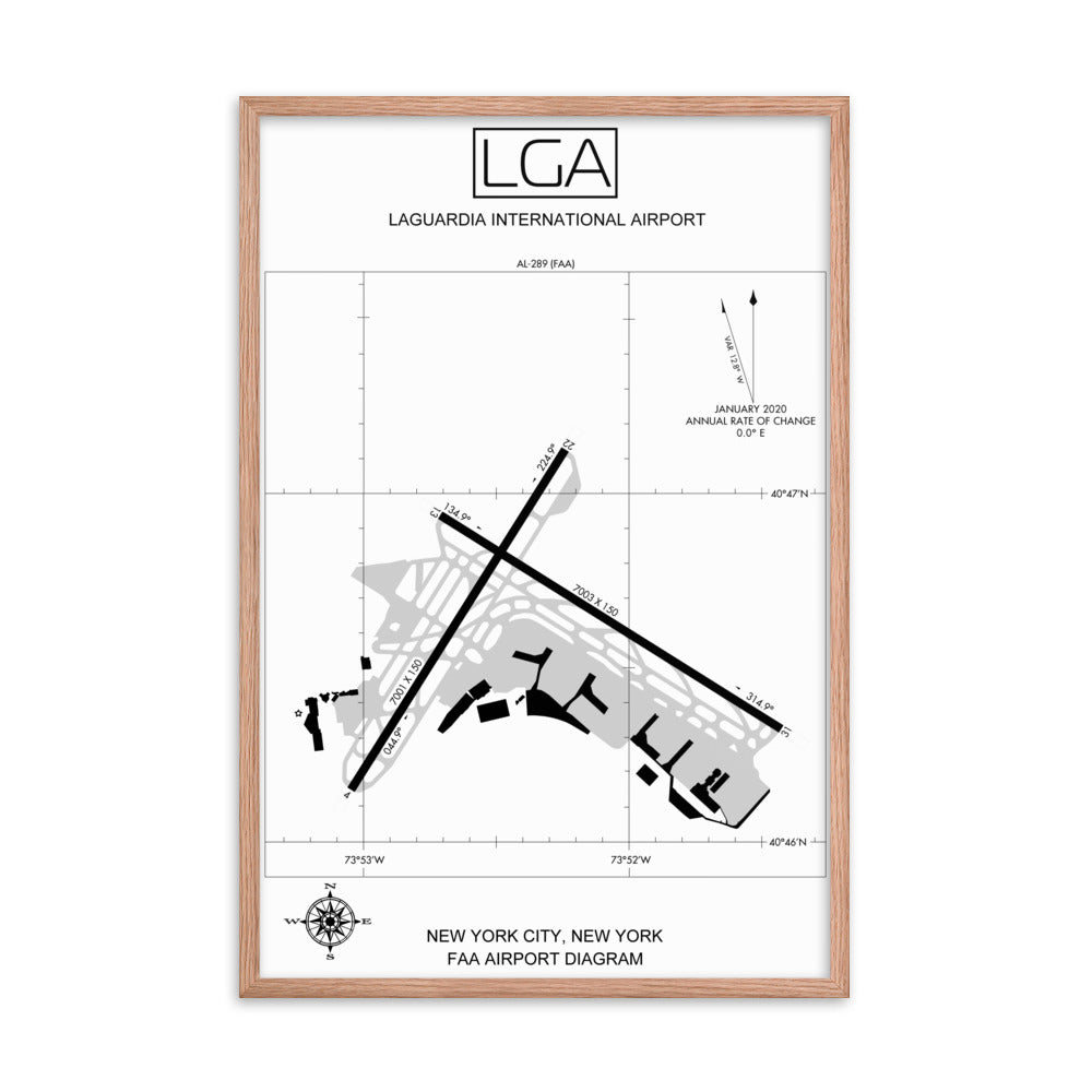 LGA LaGuardia International Airport Diagram Framed Print White
