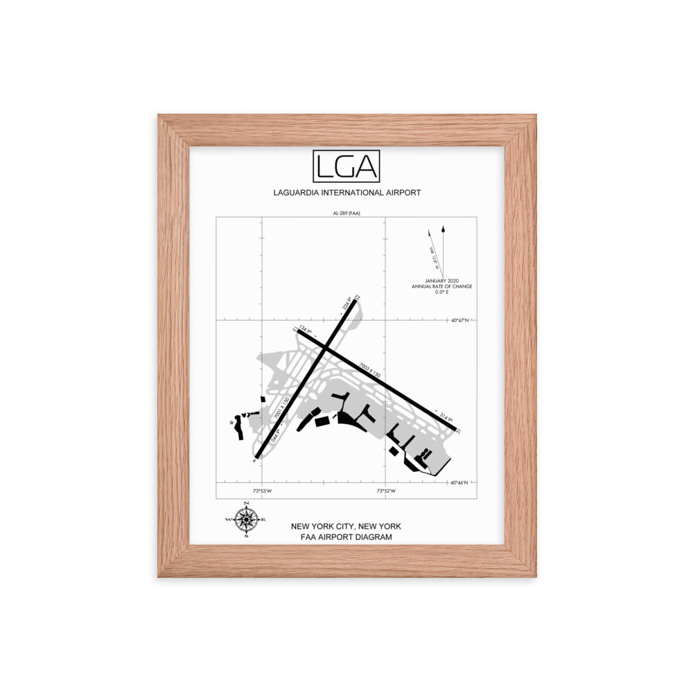 LGA LaGuardia International Airport Diagram Framed Print White