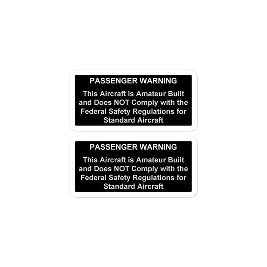 EXPERIMENTAL Aircraft Compliance Placard | AC 20-27D Passenger Warning Placard