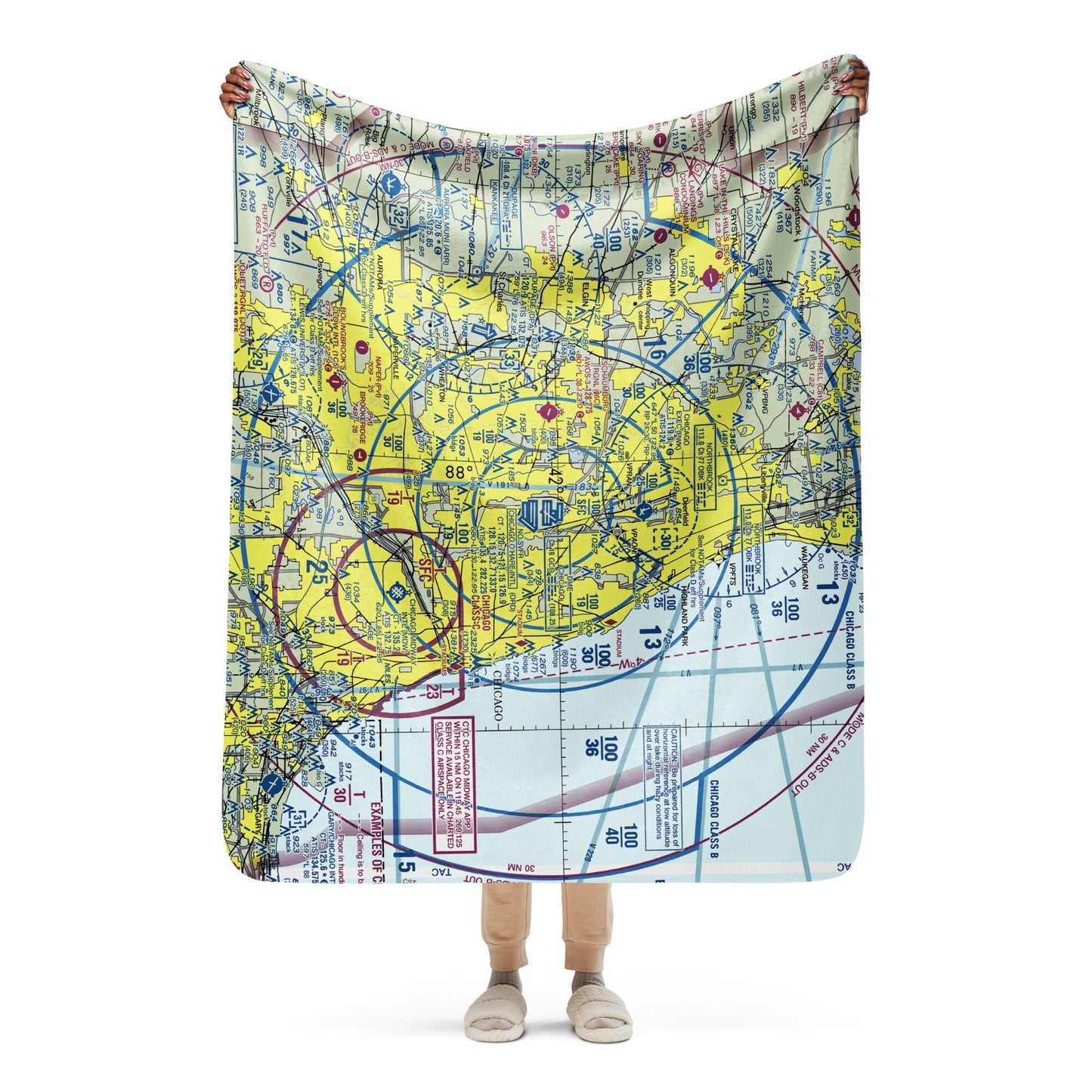 Chicago FAA VFR Sectional Sherpa Blanket featuring O'Hare Class B Airspace (ORD)
