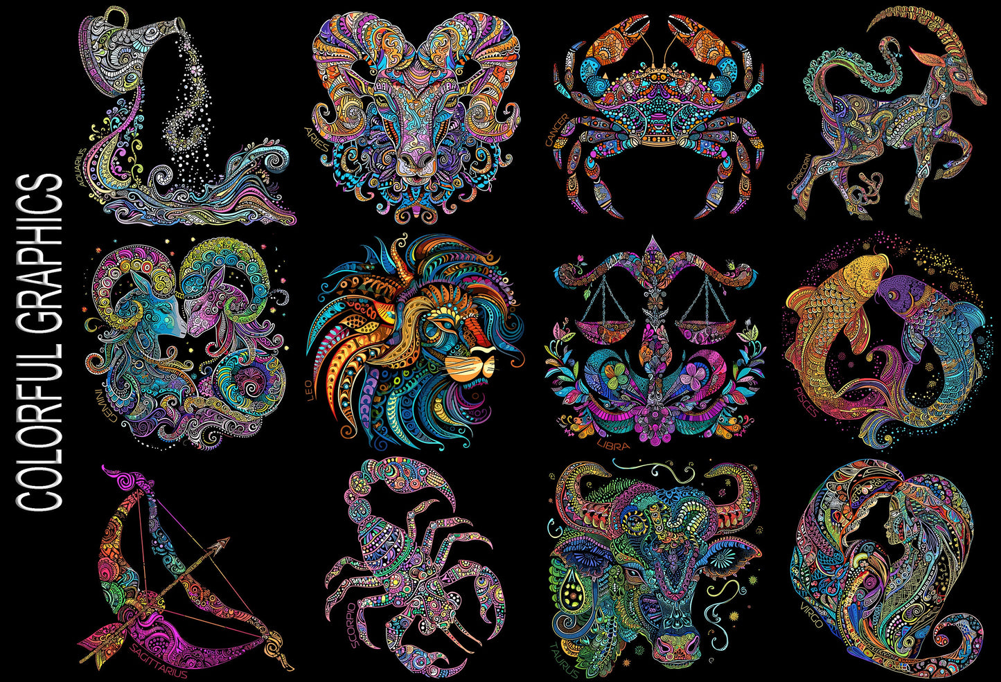Psychedelic Zodiac Sign T-Shirt | Exclusive Designs