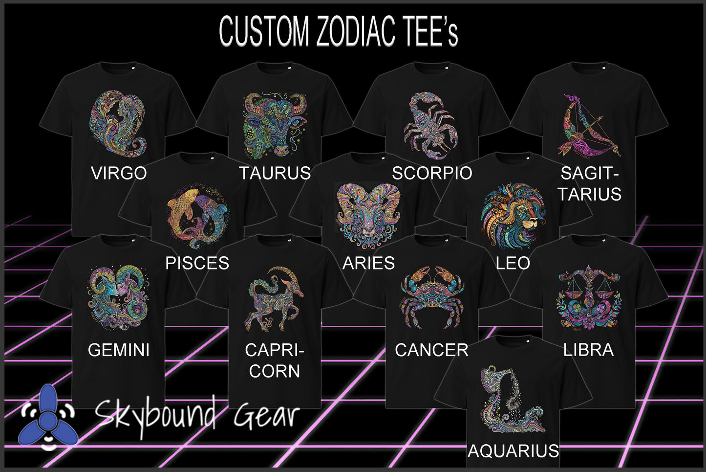 Psychedelic Zodiac Sign T-Shirt | Exclusive Designs