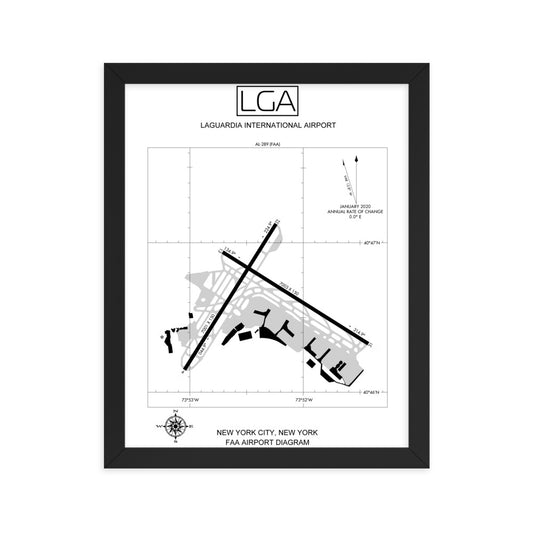 LGA LaGuardia International Airport Diagram Framed Print White