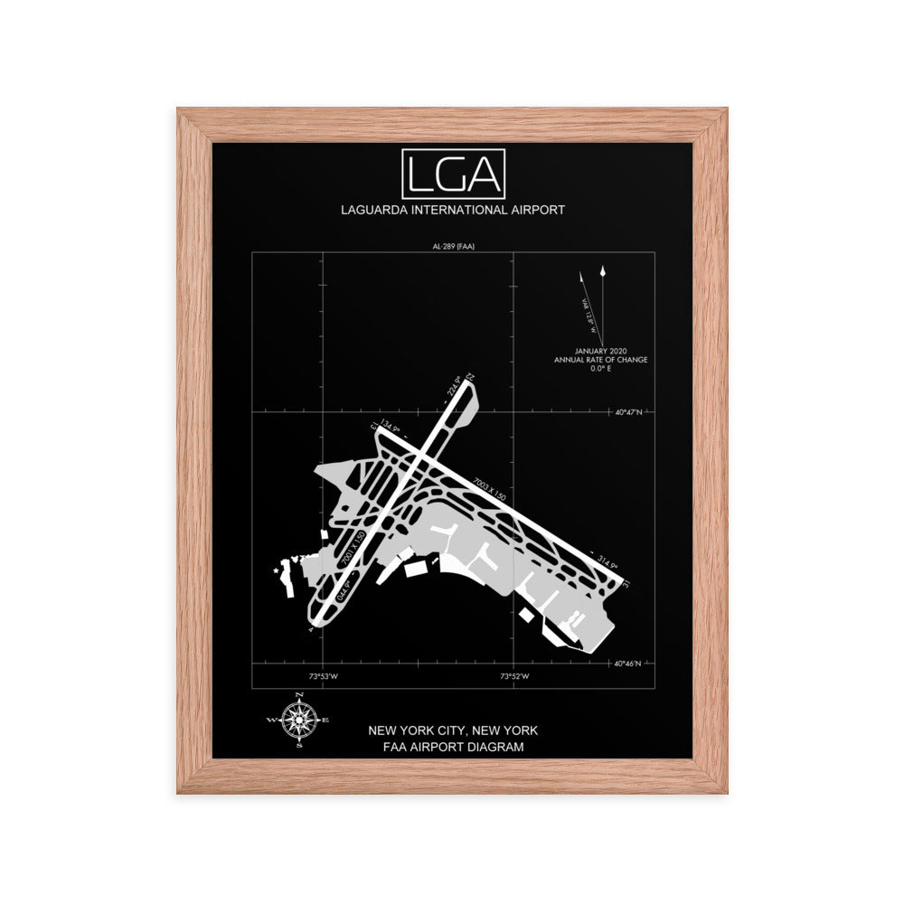 LGA LaGuardia International Airport Diagram Framed Print Black