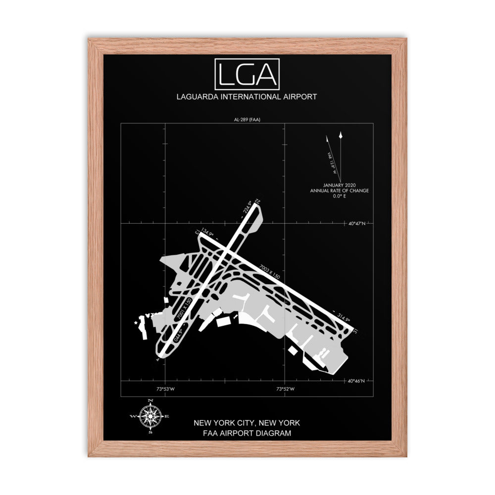 LGA LaGuardia International Airport Diagram Framed Print Black