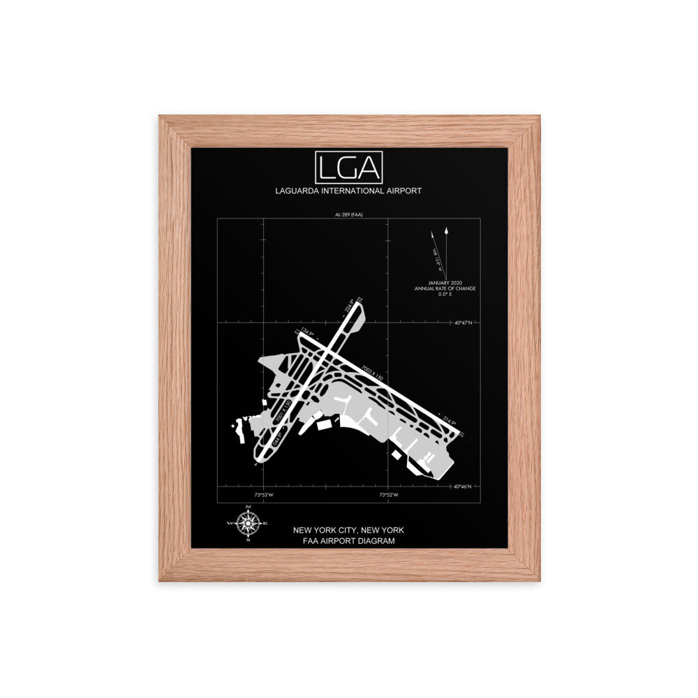 LGA LaGuardia International Airport Diagram Framed Print Black