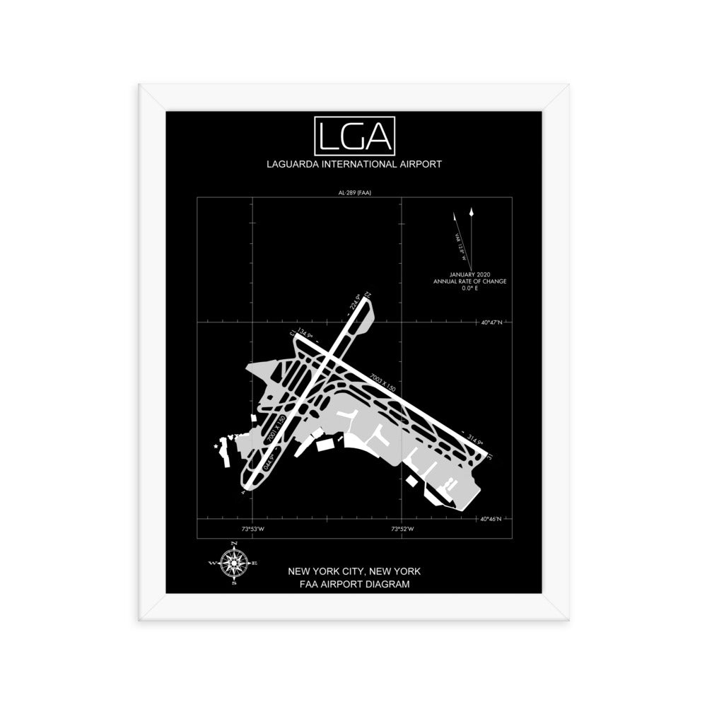 LGA LaGuardia International Airport Diagram Framed Print Black