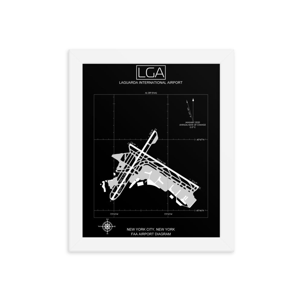 LGA LaGuardia International Airport Diagram Framed Print Black