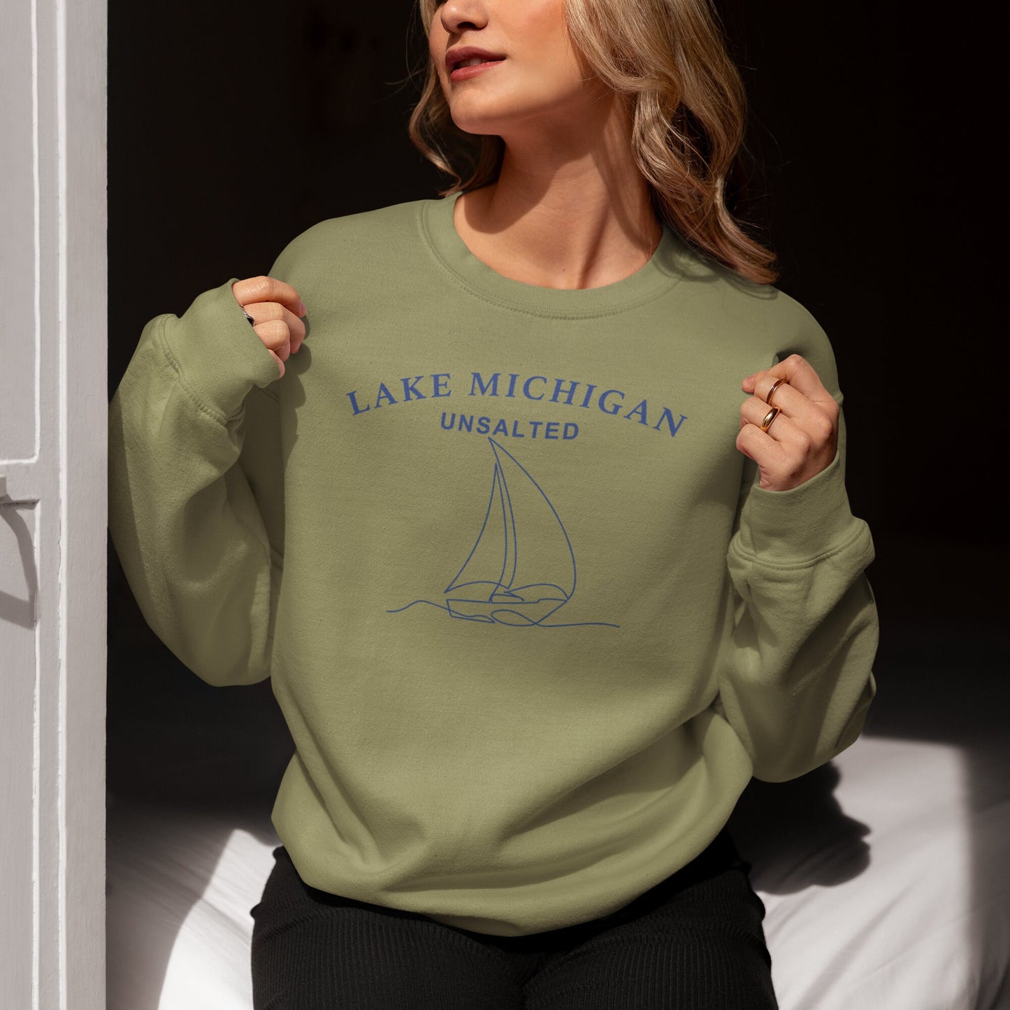 Comfortable Lake Michigan Unsalted Crewneck Unisex Sweatshirt